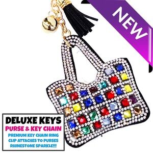 DeLuxe Keys Rhinestone Keychain/Purse Chain-Mirror Purse